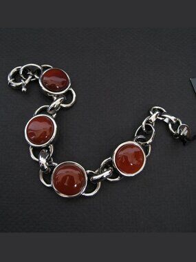 Dyrberg/Kern Christiane genuine Carnelian chain link bracelet